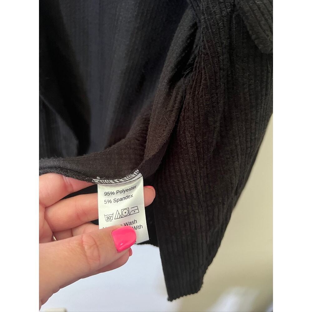 Womens Black Cropped Corduroy Jacket - Picture 4 of 6